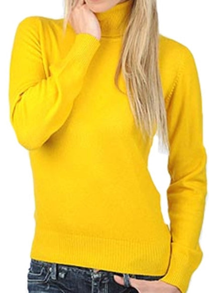 Balldiri 100% Kaschmir Pullover Damen Rollkragen mit Bündchen 2-fädig gelb 2XL - Balldiri & Windhound