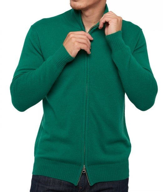 Balldiri 100% Kaschmir Herren langarm Strickjacke mit Reißverschluß 2-fädig - Balldiri & Windhound