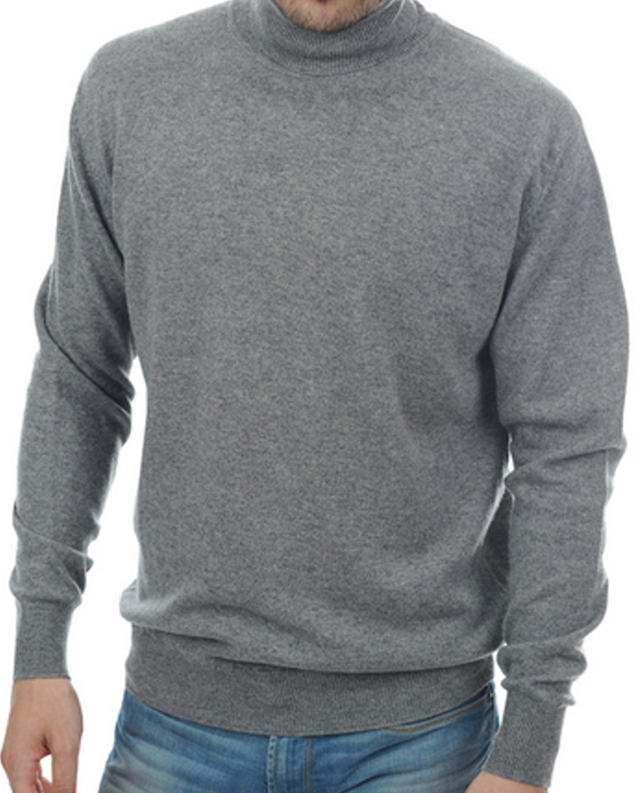 Balldiri 100% Kaschmir Herren Rollkragen Pullover 2-fädig grau M