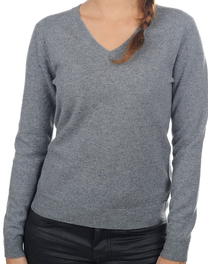 Balldiri 100% Kaschmir Damen Pullover V-Ausschnitt mit Bündchen 2-fädig - Balldiri & Windhound