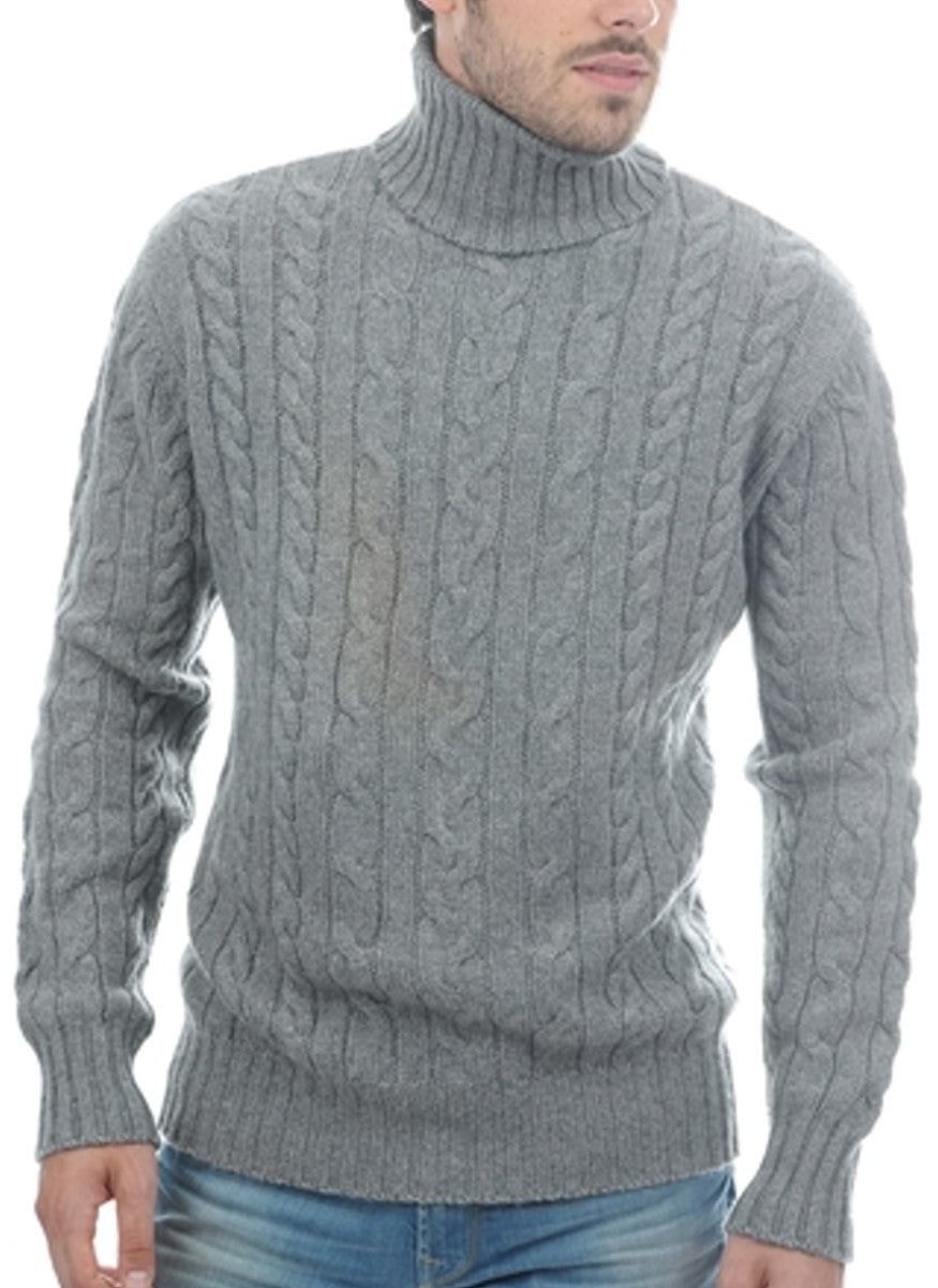 Balldiri 100% Kaschmir Herren Langarm Rollkragen Zopf Pullover 10-fädig - Balldiri & Windhound
