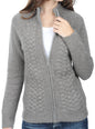 Balldiri Kaschmir Damen Strickjacke Zopfmuster 10-fädig graubraun XL - Balldiri & Windhound