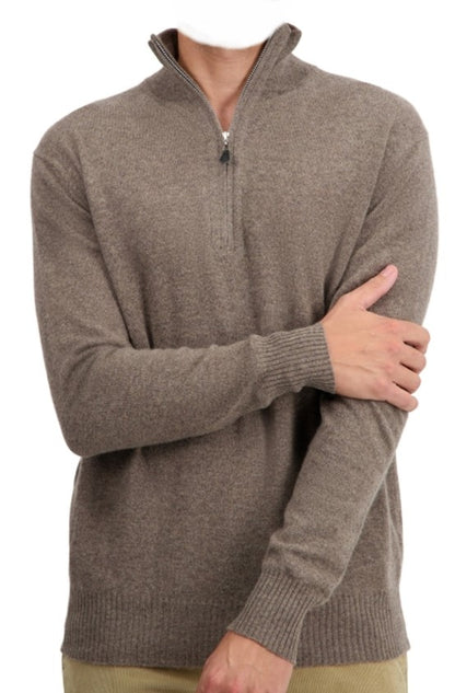 Balldiri 100% Kaschmir Herren Langarm Pullover Troyer 2-fädig - Balldiri & Windhound