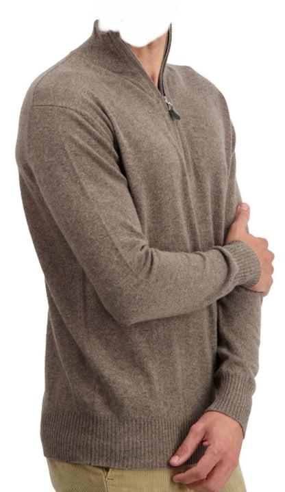 Balldiri 100% Kaschmir Herren Langarm Pullover Troyer 2-fädig - Balldiri & Windhound