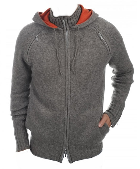 Balldiri 100% Kaschmir Herren Langarm Strickjacke mit Kapuze 8-fädig - Balldiri & Windhound