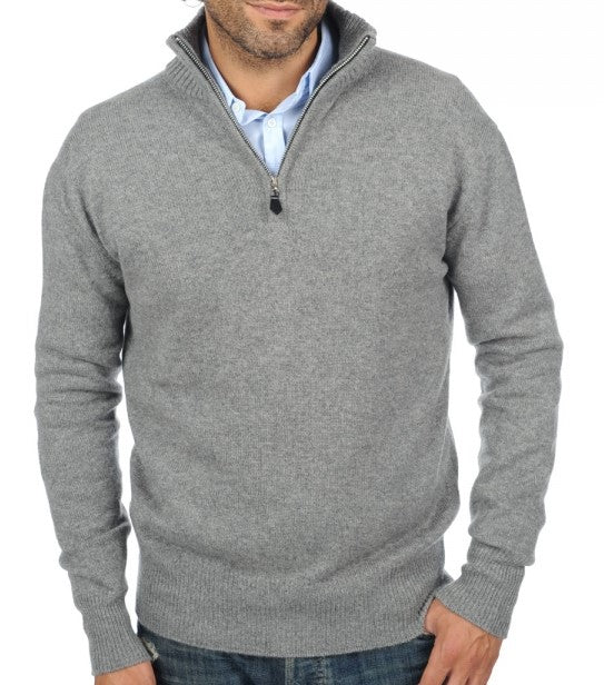 Balldiri 100% Kaschmir Herren Langarm Pullover Troyer 4-fädig - Balldiri & Windhound