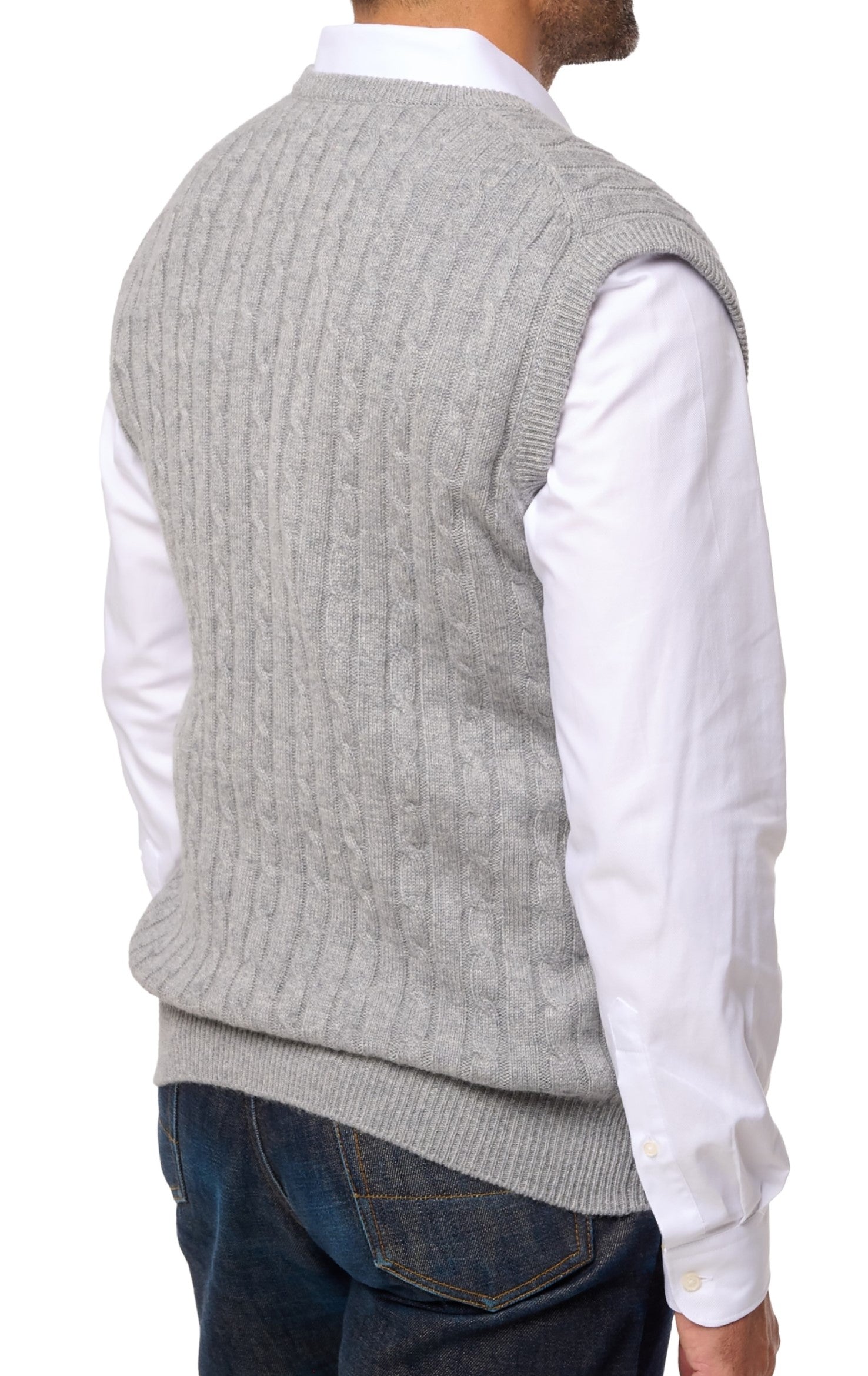 Balldiri 100% Kaschmir Herren Pullunder Zopfmuster 4-fädig