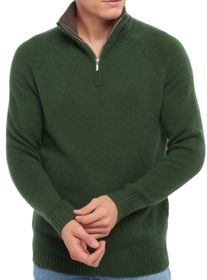 Balldiri 100% Kaschmir Herren Pullover Troyer Kontrastkragen 8-fädig - Balldiri & Windhound