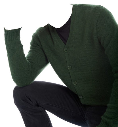 Balldiri 100% Kaschmir Herren Langarm Strickjacke mit  V-Ausschnitt 8-fädig - Balldiri & Windhound