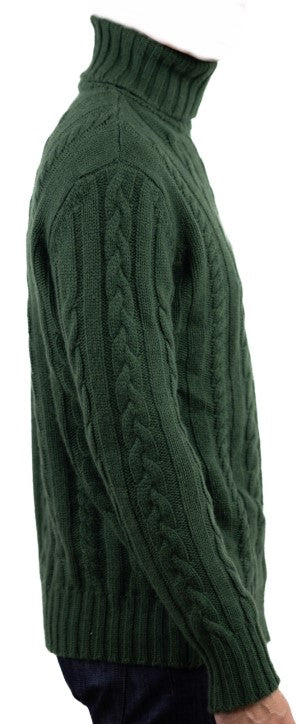 Balldiri 100% Kaschmir Herren Rollkragenpullover Zopfmuster 10-fädig