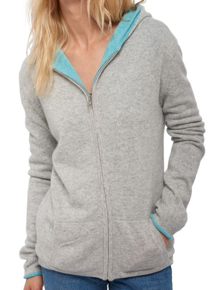 Balldiri 100% Kaschmir Damen Langarm Wendejacke mit Kapuze 4-fädig - Balldiri & Windhound