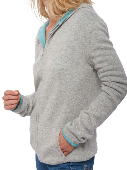 Balldiri 100% Kaschmir Damen Langarm Wendejacke mit Kapuze 4-fädig - Balldiri & Windhound