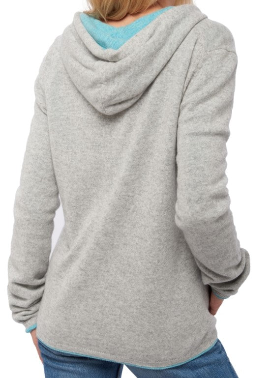 Balldiri 100% Kaschmir Damen Langarm Wendejacke mit Kapuze 4-fädig - Balldiri & Windhound