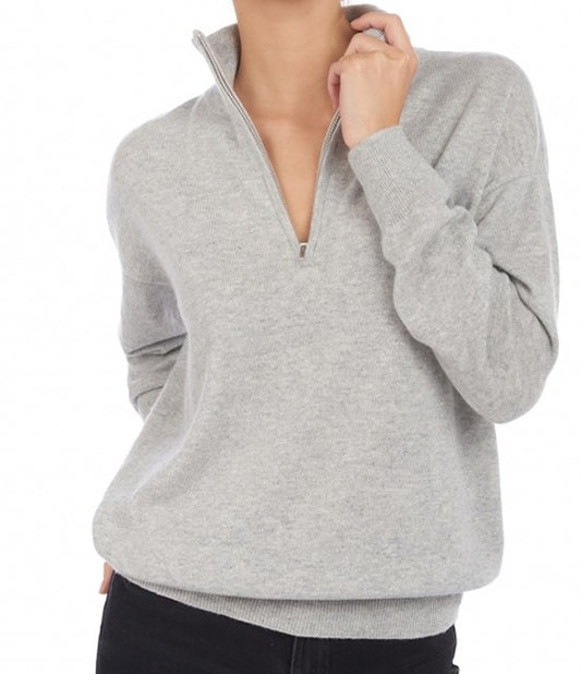 Balldiri 100% Kaschmir Damen langarm Pullover Troyer Polo 2-fädig - Balldiri & Windhound