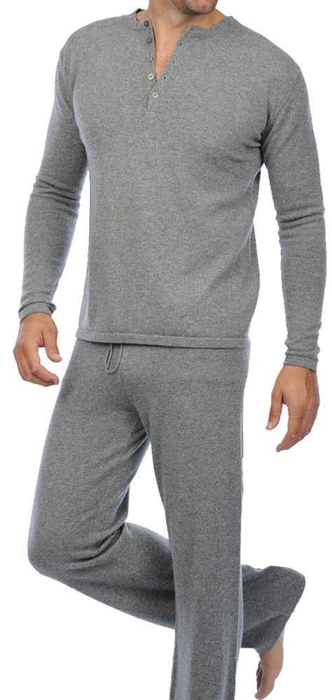 Balldiri 100% Kaschmir Herren Langarm Hausanzug Rundhalsausschnitt 2-fädig - Balldiri & Windhound