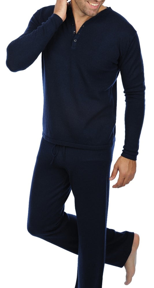 Balldiri 100% Kaschmir Herren Langarm Hausanzug Rundhalsausschnitt 2-fädig - Balldiri & Windhound