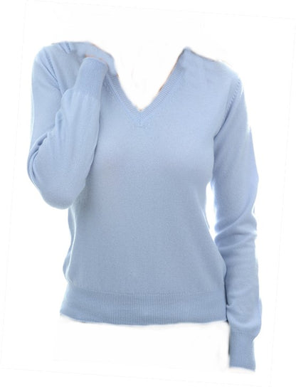 Balldiri 100% Kaschmir Damen Pullover V-Ausschnitt mit Bündchen 2-fädig - Balldiri & Windhound