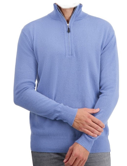 Balldiri 100% Kaschmir Herren Langarm Pullover Troyer 2-fädig - Balldiri & Windhound