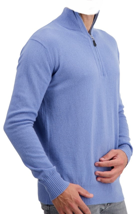 Balldiri 100% Kaschmir Herren Langarm Pullover Troyer 2-fädig - Balldiri & Windhound