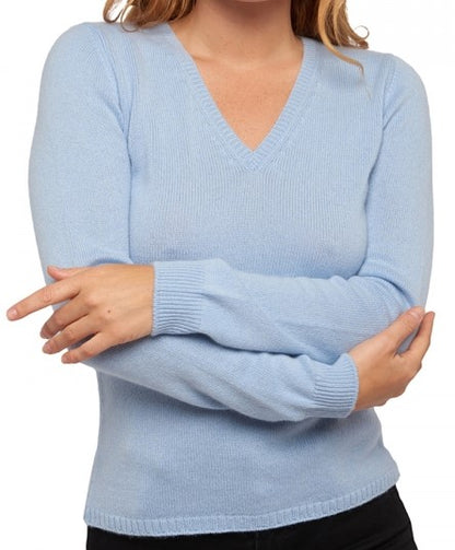 Balldiri 100% Kaschmir Damen langarm Pullover V-Ausschnitt 4-fädig - Balldiri & Windhound