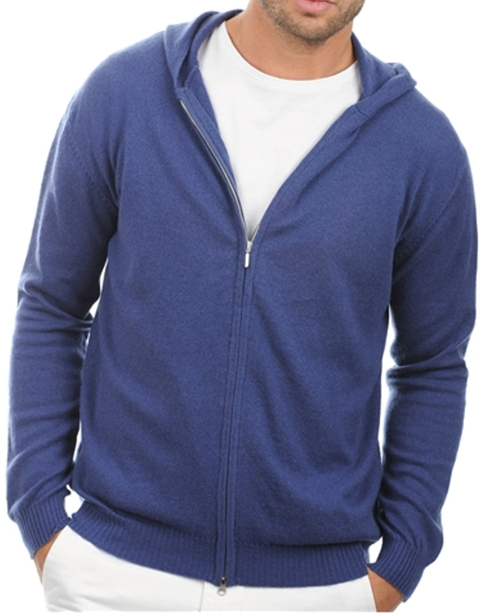 Balldiri 100% Kaschmir Herren Langarm Strickjacke mit Kapuzenhals 2-fädig - Balldiri & Windhound