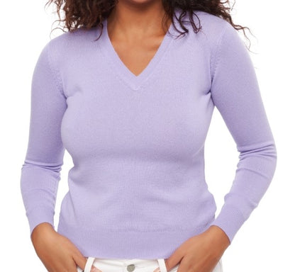 Balldiri 100% Kaschmir Damen Pullover V-Ausschnitt mit Bündchen 2-fädig - Balldiri & Windhound