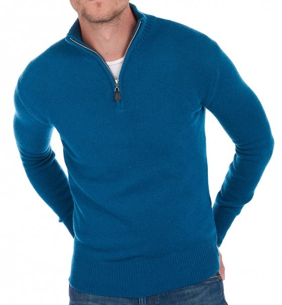 Balldiri 100% Kaschmir Herren Langarm Pullover Troyer 4-fädig - Balldiri & Windhound