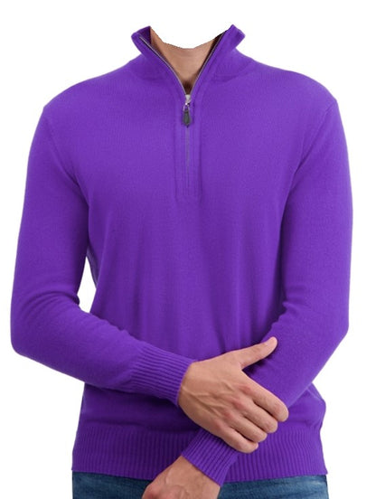 Balldiri 100% Kaschmir Herren Langarm Pullover Troyer 2-fädig - Balldiri & Windhound