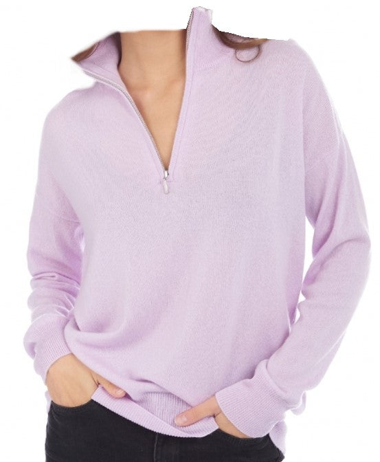 Balldiri 100% Kaschmir Damen langarm Pullover Troyer Polo 2-fädig - Balldiri & Windhound