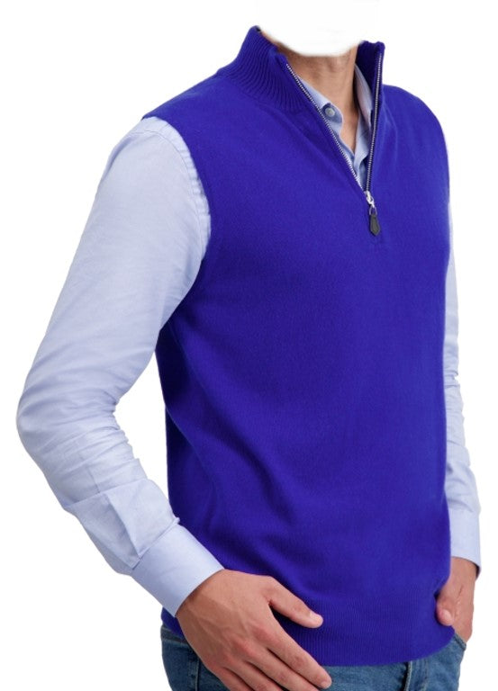 Balldiri 100%  Kaschmir Herren Pullover Pullunder ärmellos mit Zipper 2-fädig - Balldiri & Windhound