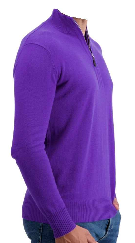 Balldiri 100% Kaschmir Herren Langarm Pullover Troyer 2-fädig - Balldiri & Windhound