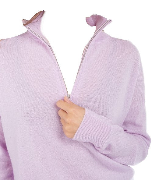 Balldiri 100% Kaschmir Damen langarm Pullover Troyer Polo 2-fädig - Balldiri & Windhound