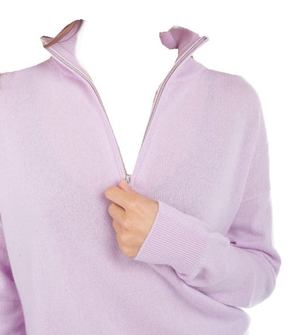 Balldiri 100% Kaschmir Damen langarm Pullover Troyer Polo 2-fädig - Balldiri & Windhound