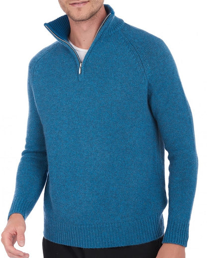 Balldiri 100% Kaschmir Herren Pullover Troyer Kontrastkragen 8-fädig - Balldiri & Windhound