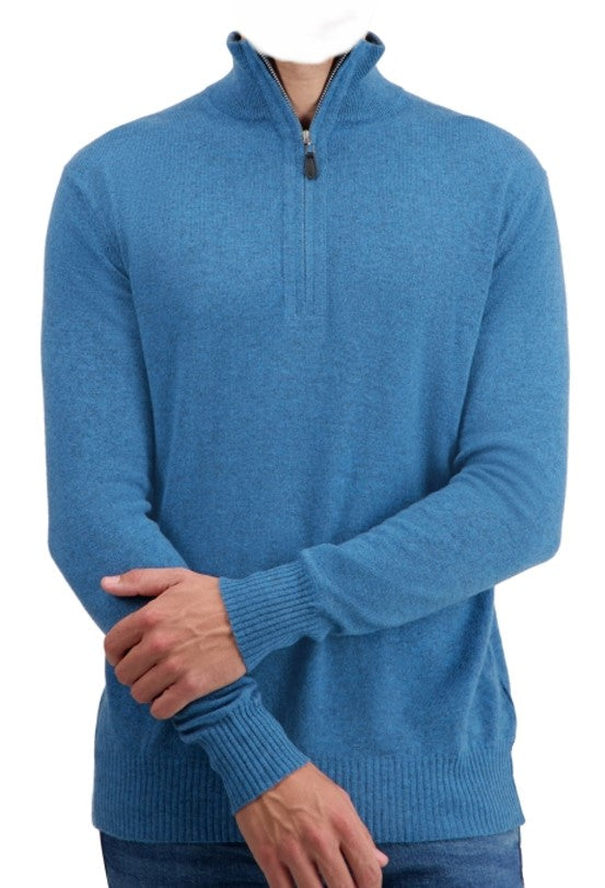 Balldiri 100% Kaschmir Herren Langarm Pullover Troyer 2-fädig - Balldiri & Windhound