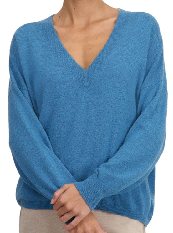 Balldiri 100%  Kaschmir Damen langarm Pullover V-Ausschnitt mit Bund 2-fädig - Balldiri & Windhound
