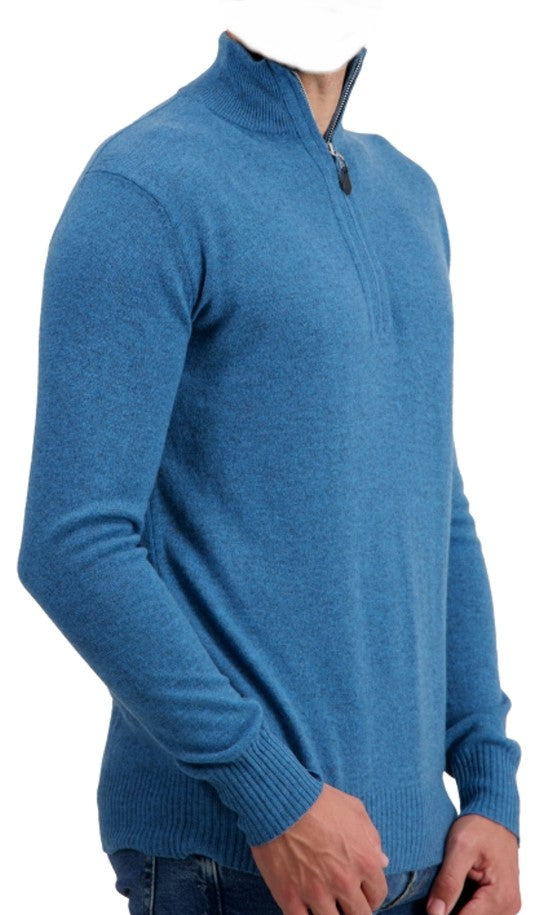 Balldiri 100% Kaschmir Herren Langarm Pullover Troyer 2-fädig - Balldiri & Windhound