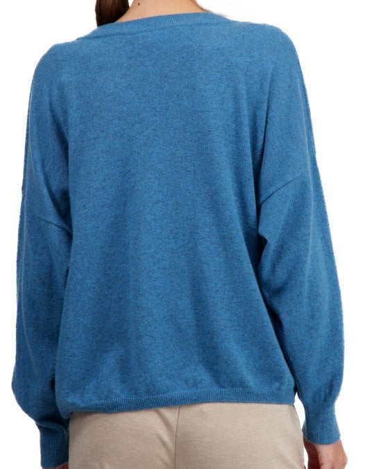 Balldiri 100%  Kaschmir Damen langarm Pullover V-Ausschnitt mit Bund 2-fädig - Balldiri & Windhound