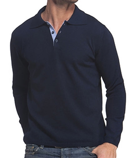 Balldiri 100% Kaschmir Herren Langarm Polo mit Kontrastkragen 2-fädig - Balldiri & Windhound