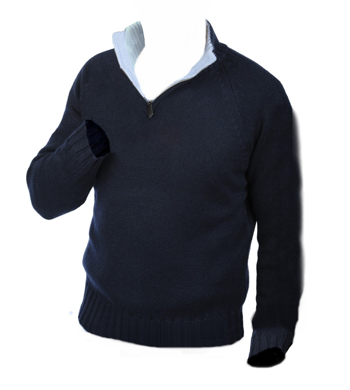 Balldiri 100% Kaschmir Herren Pullover Troyer Langarm Kontrastkragen 8-fädig - Balldiri & Windhound
