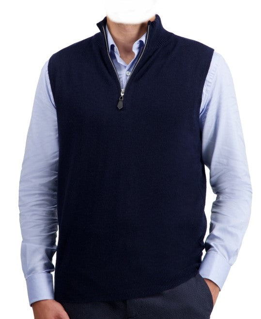 Balldiri 100%  Kaschmir Herren Pullover Pullunder ärmellos mit Zipper 2-fädig - Balldiri & Windhound