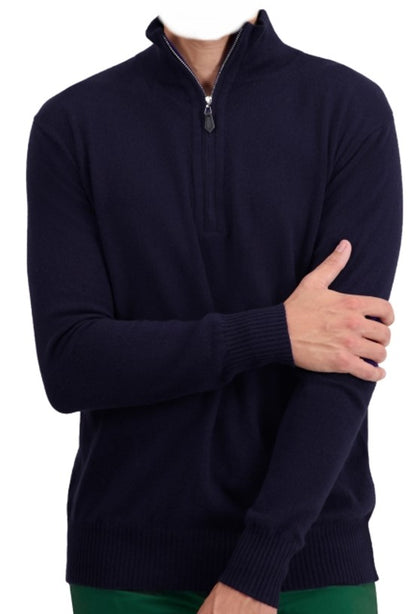 Balldiri 100% Kaschmir Herren Langarm Pullover Troyer 2-fädig - Balldiri & Windhound