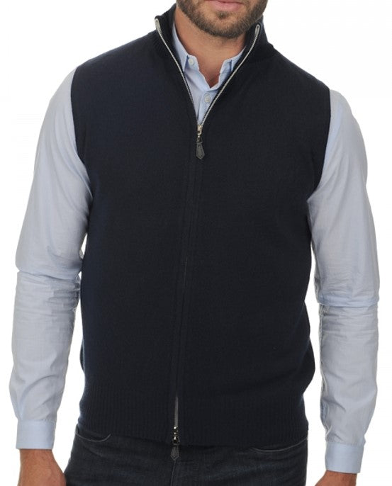Balldiri 100% Kaschmir Herren Weste 2-fädig nachtblau M