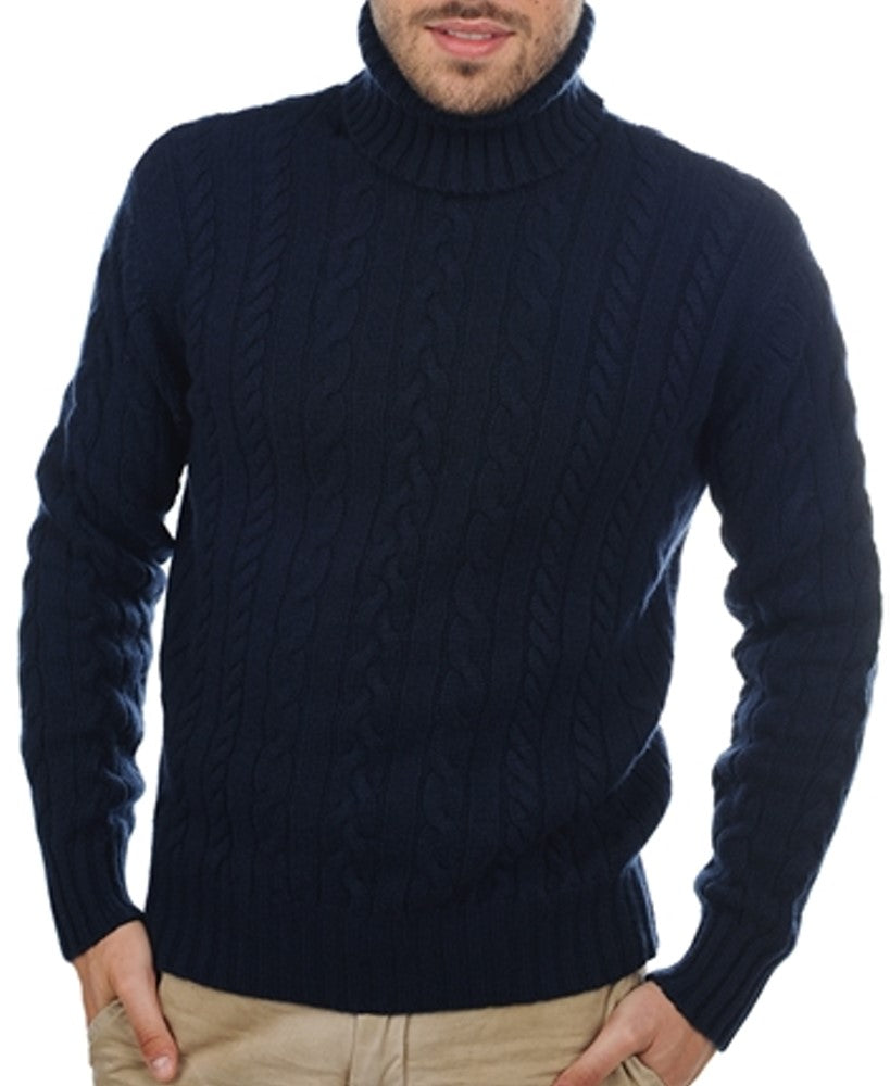 Balldiri 100% Kaschmir Herren Langarm Rollkragen Zopf Pullover 10-fädig - Balldiri & Windhound
