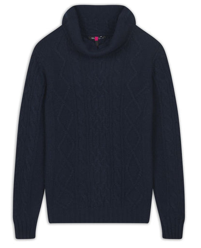 Balldiri 100% Kaschmir Damen  Pullover Rollkragen Zopfmuster 10-fädig - Balldiri & Windhound