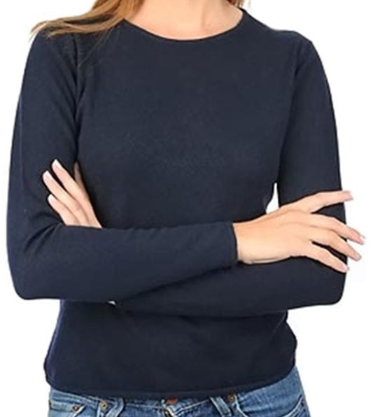 Balldiri 100% Kaschmir Pullover Damen Rundhals 2-fädig nachtblau S - Balldiri & Windhound