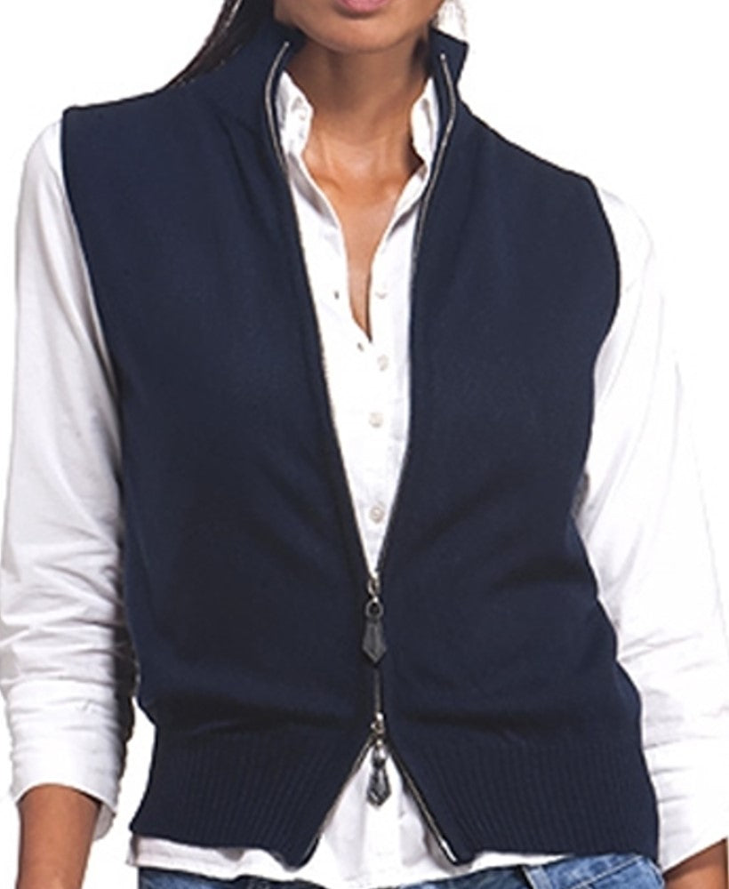 Balldiri 100% Kaschmir Damen Kurzarm Weste mit Stehkragen und Reißverschluß - Balldiri & Windhound