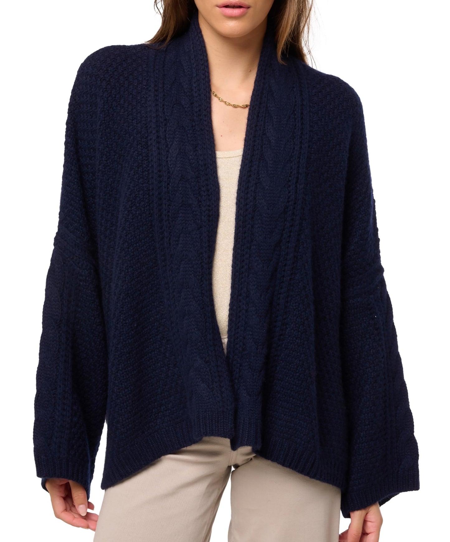 Balldiri 100% Kaschmir Damen Jacke Kimono Strickjacke Zopfmuster 12-fädig - Balldiri & Windhound