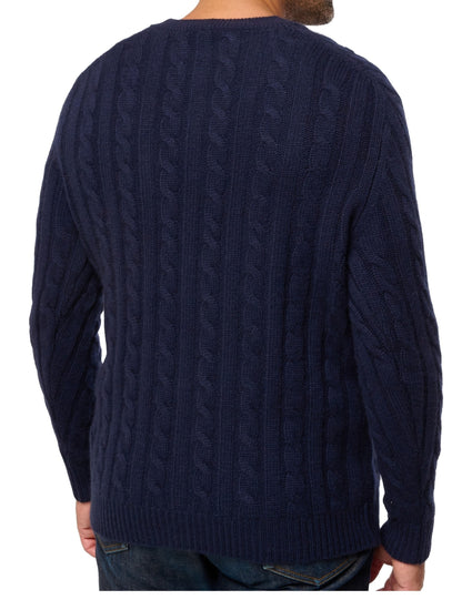 Balldiri 100% Kaschmir Herren Strickjacke mit Knöpfen Zopfmuster 8-fädig - Balldiri & Windhound