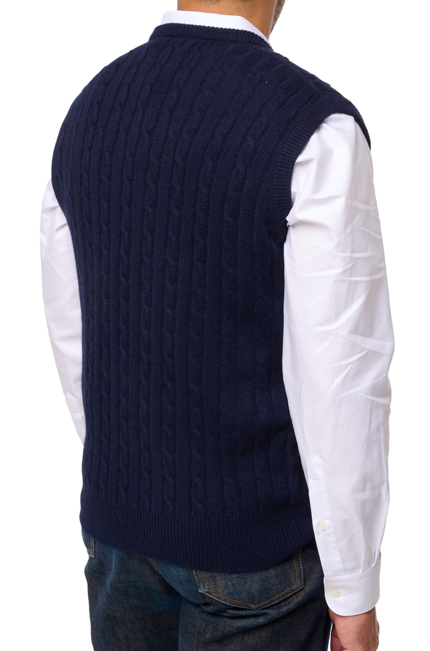 Balldiri 100% Kaschmir Herren Pullunder Zopfmuster 4-fädig